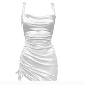 NEW LEAU White Cabo Dress Mini Satin Soft Size M